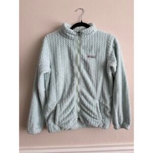 Columbia Girls XL 18/20 Fleece Jacket Mint Green Full Zip Pebbled Sherpa Coat